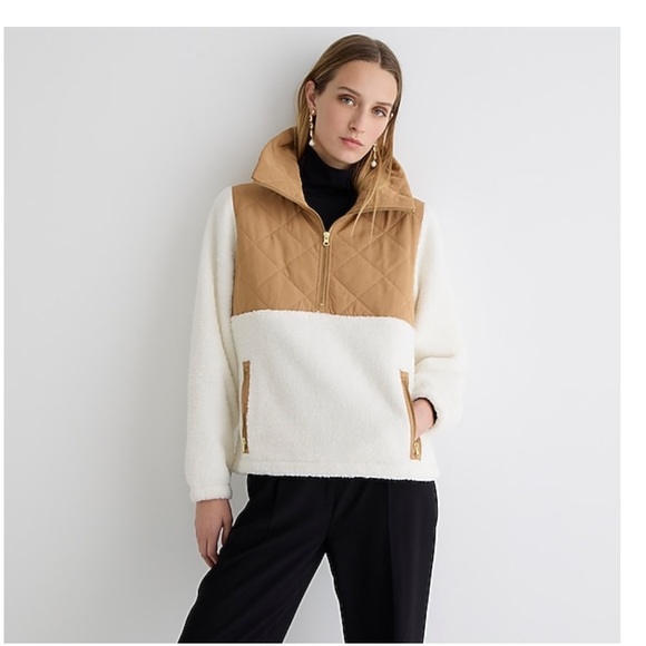 NWT J. Crew Quilted Sherpa Fleece Half-Zip Pullover - Picture 16 of 16